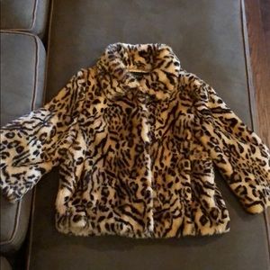 Leopard faux fur coat